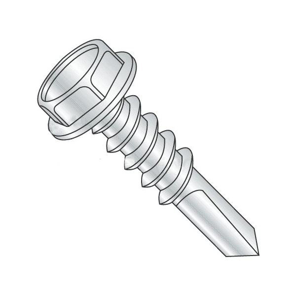 Newport Fasteners Self-Drilling Screw, #12-24 x 1-1/4 in, Zinc Plated Steel Hex Head Hex Drive, 4000 PK 127890-4000 - main